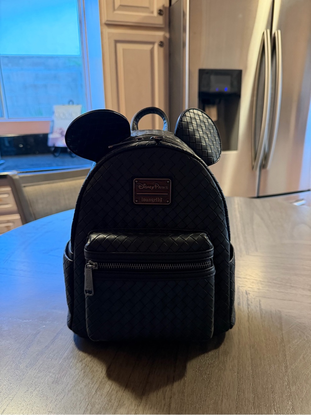 Loungefly Black Woven Mickey Ear Mini Backpack